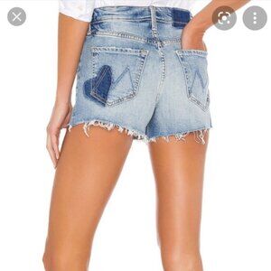 MOTHER denim shorts - The Tomcat High-Rise Kick Fray Heart Patch Shorts